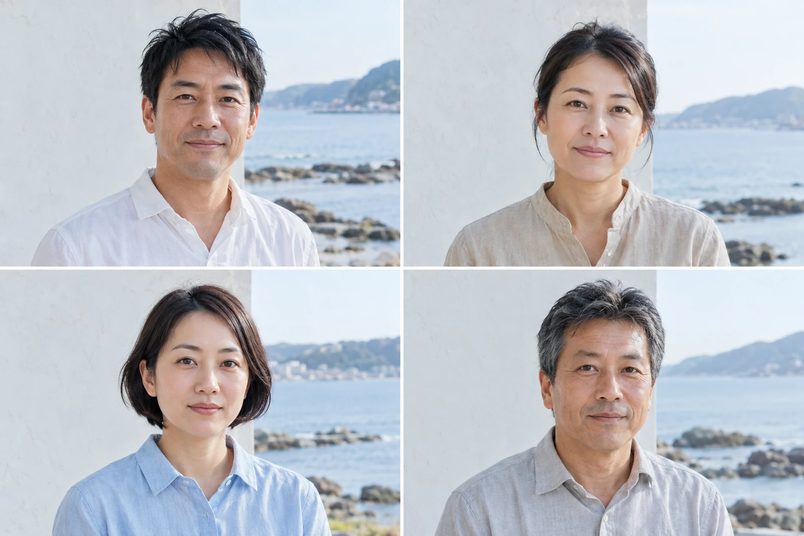 宿の4人の顔写真を、2列2行に並べたもの