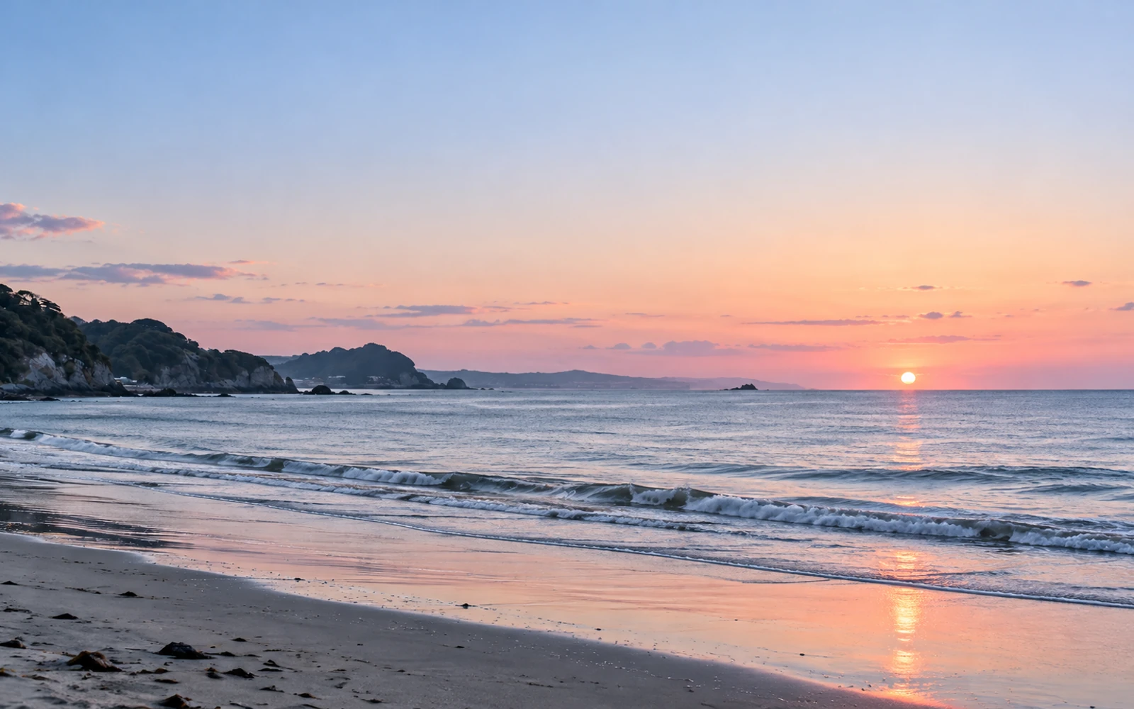 夕方の浜と水平線